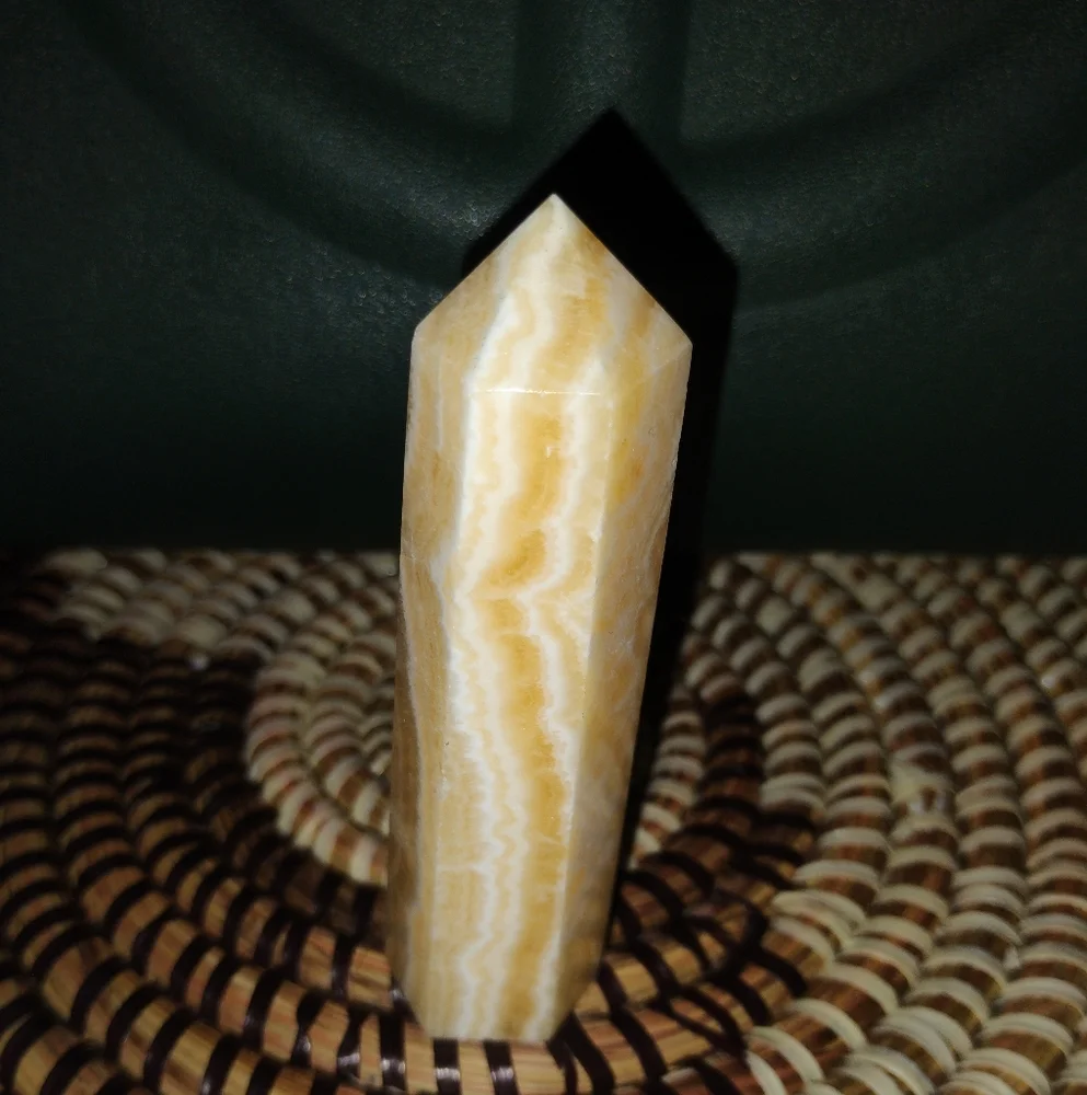 Orange Calcite Stone Tower Sculpture NEW